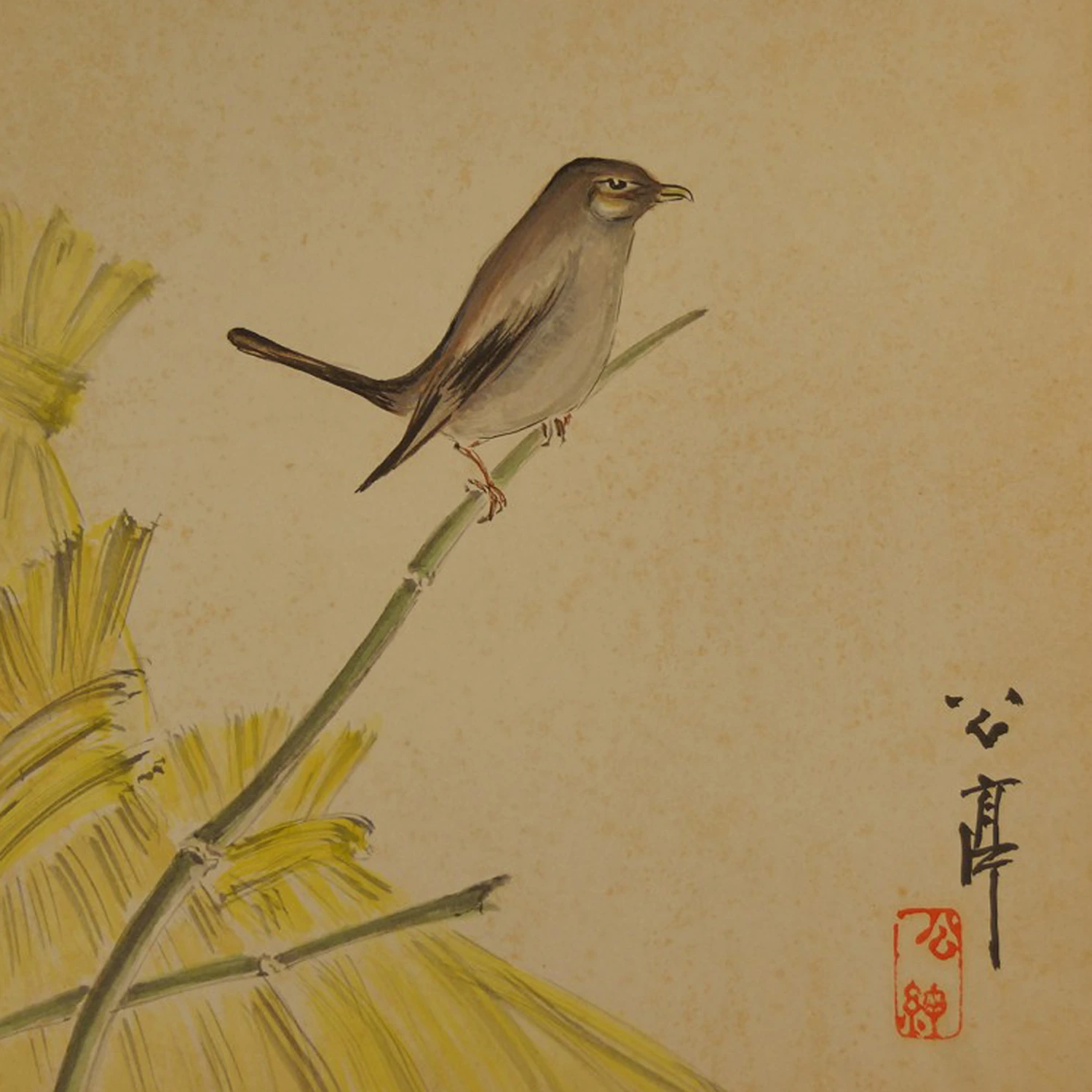 Shikishi Spatz bei der Reisernte Motiv Nahaufnahme Vorschau