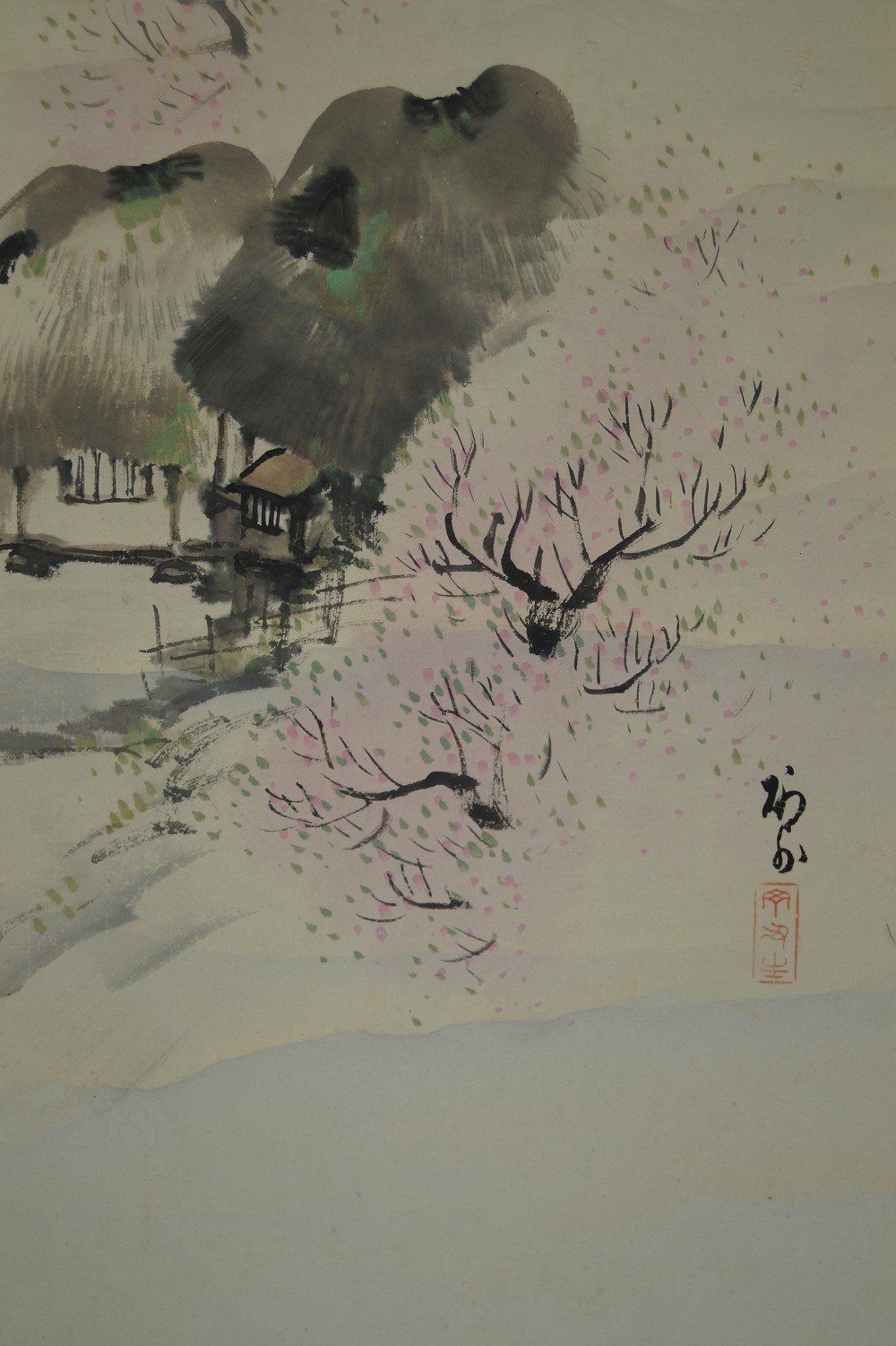 Pflaumenbluete im Schnee Kakemono Pflaumenbluetenmotiv Nahaufnahme