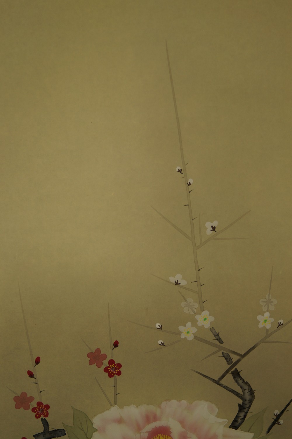 Pfingstrose Kakemono Pflaumenblueten Motiv Nahaufnahme 1