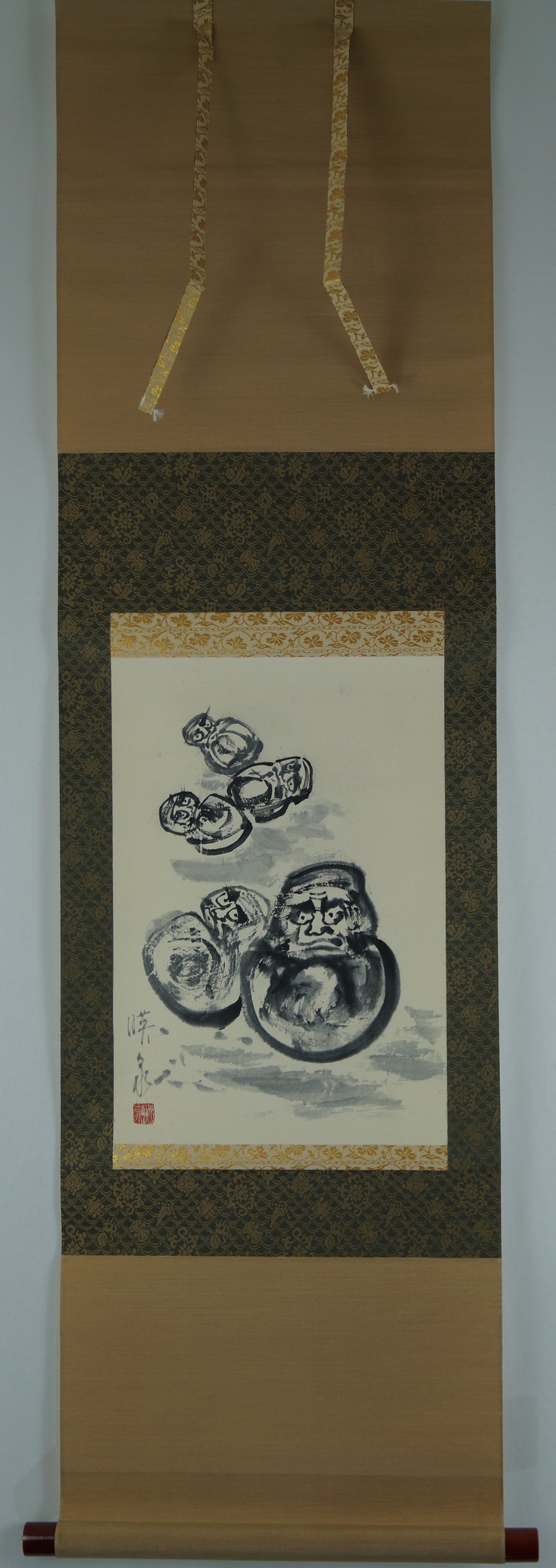 Bodhidharma Daruma Rollbild Gesamtansicht Rollbild