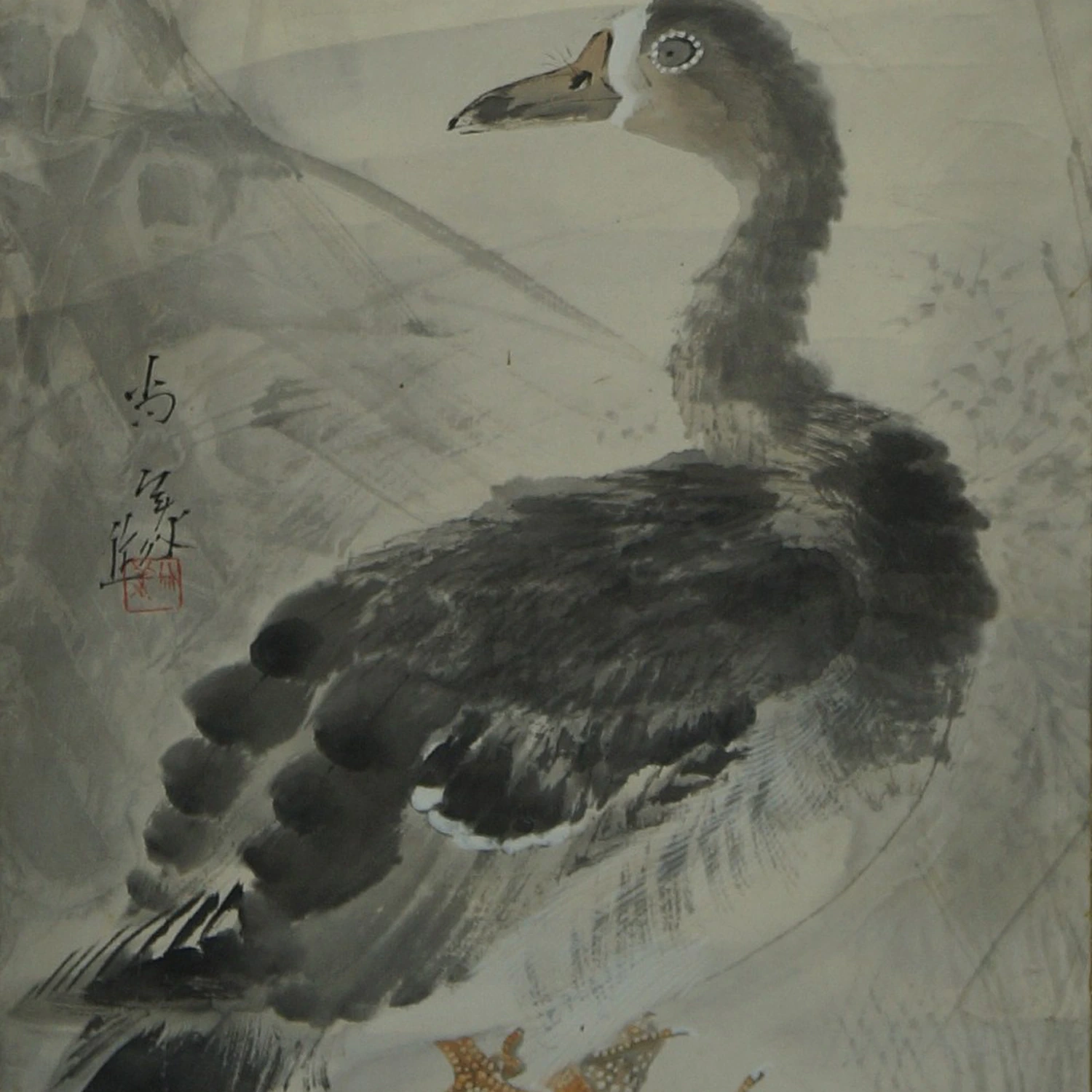 Wilde Gans Rollbild Kakejiku Kakemono Motiv Nahaufnahme Vorschau