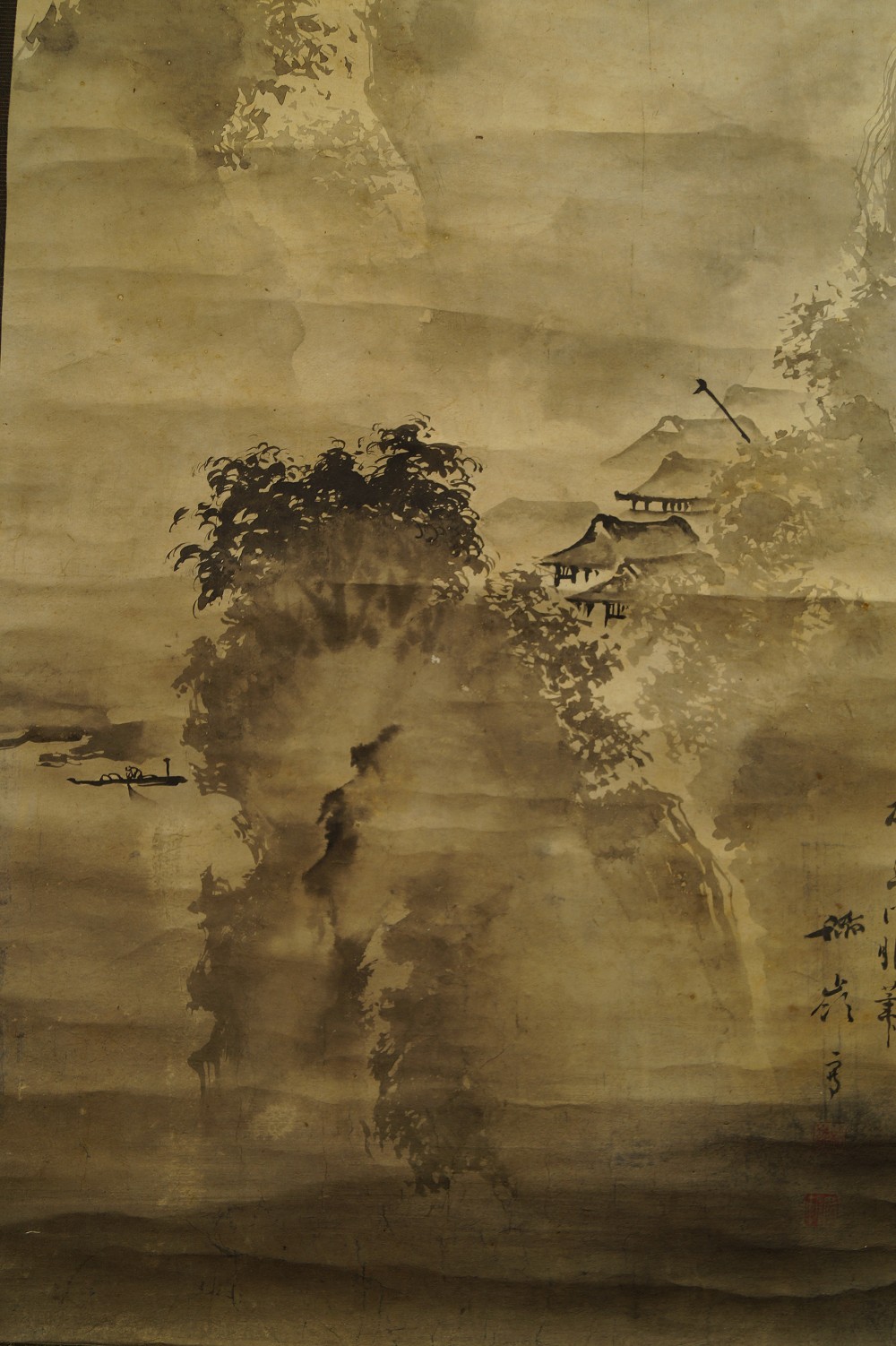 Paysage et Hotei gros plan du motif paysage 2