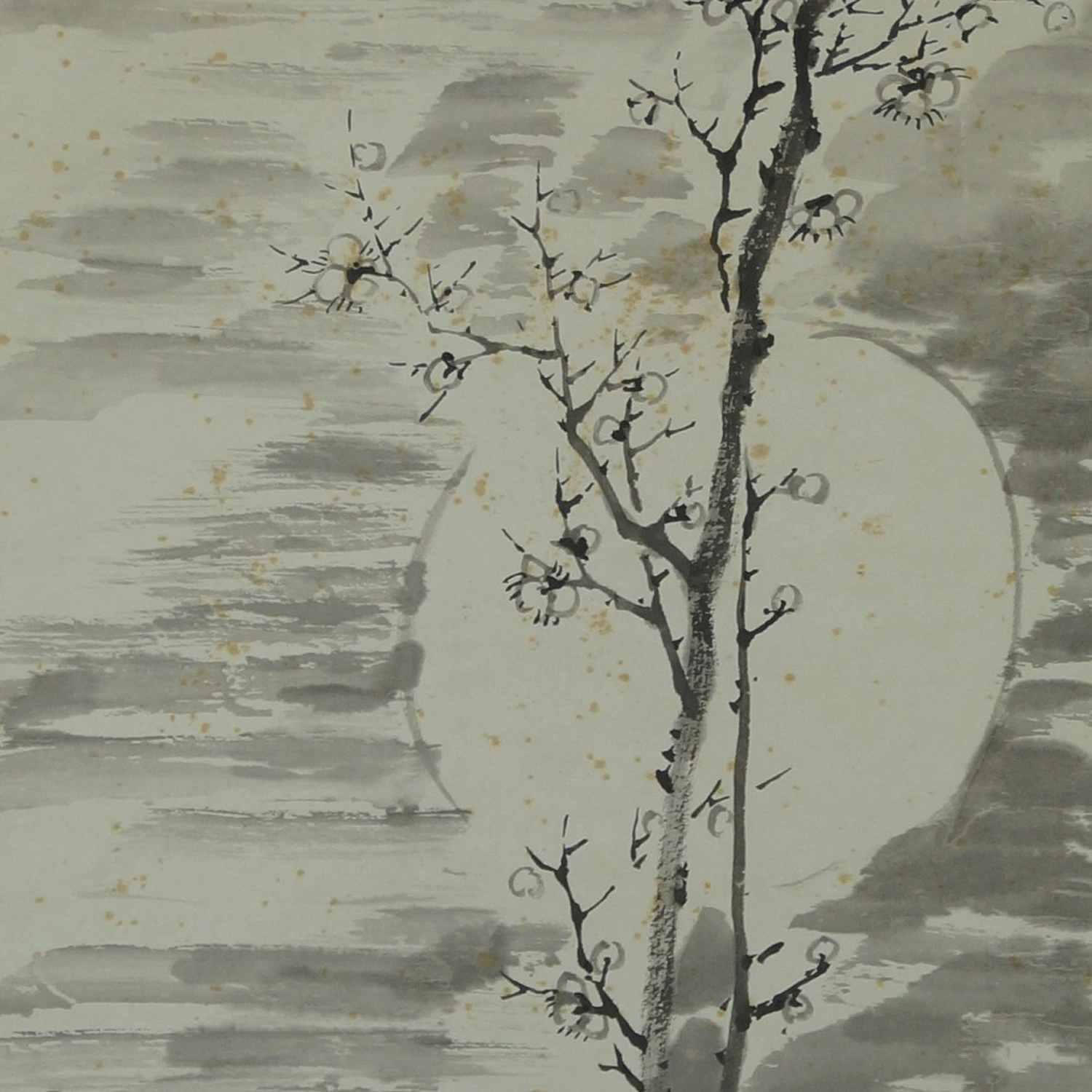Pflaumenbaum im Mondlicht Rollbild Kakejiku Kakemono Motiv Nahaufnahme Vorschau