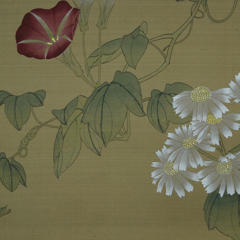 Kakemono Blumen und Schmetterling Motiv Nahaufnahme Vorschau