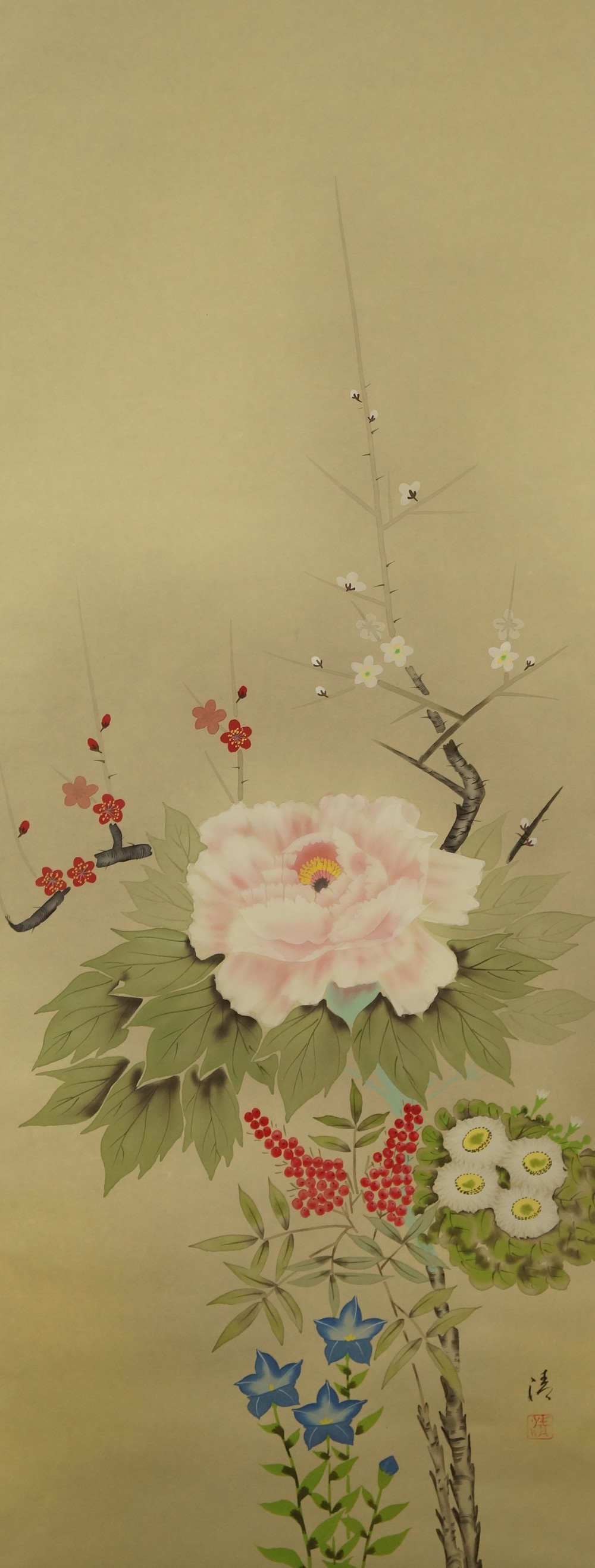 Pfingstrose Kakemono Gesamtmotiv ohne Rahmung