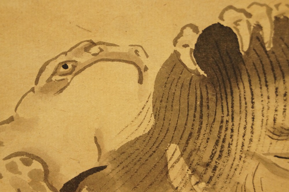 Einsiedler mit kleinem Drachen Tanaka Koga Drache Motiv Nahaufnahme