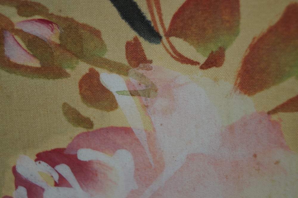 Voegel und Blumen Rollbild Rosen-Motiv Nahaufnahme 4
