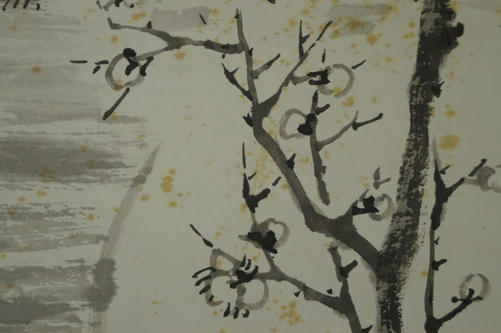 Pflaumenbaum im Mondlicht Rollbild Kakejiku Kakemono Motiv Nahaufnahme 2