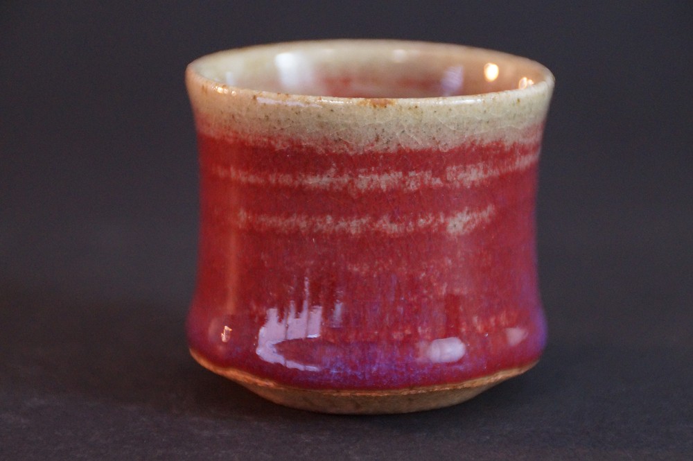 Coppa da sake di Mashiko guinomi di Bunsho Nakamura vista laterale 1
