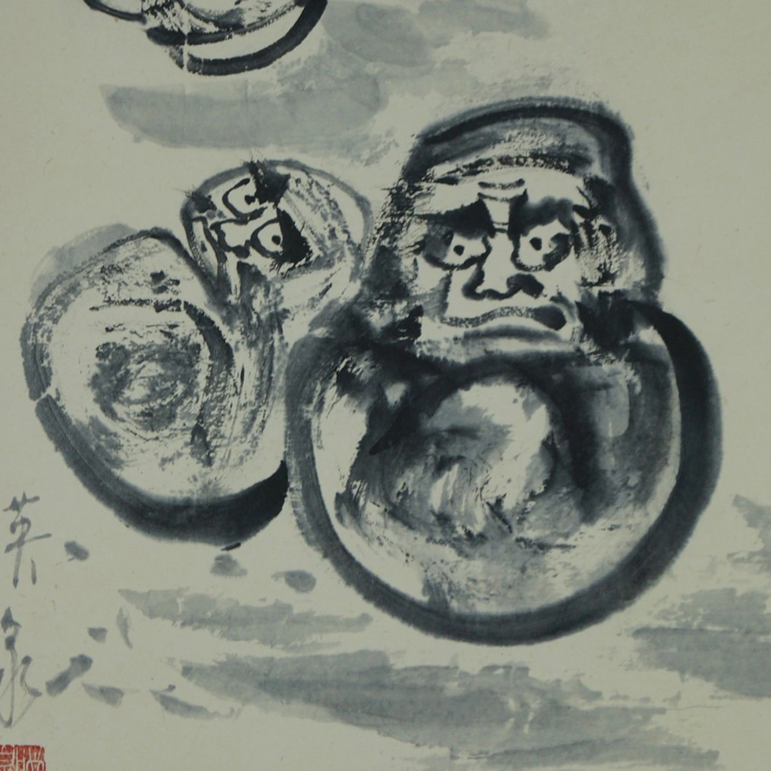 Bodhidharma Daruma Rollbild Motiv Nahaufnahme Vorschau