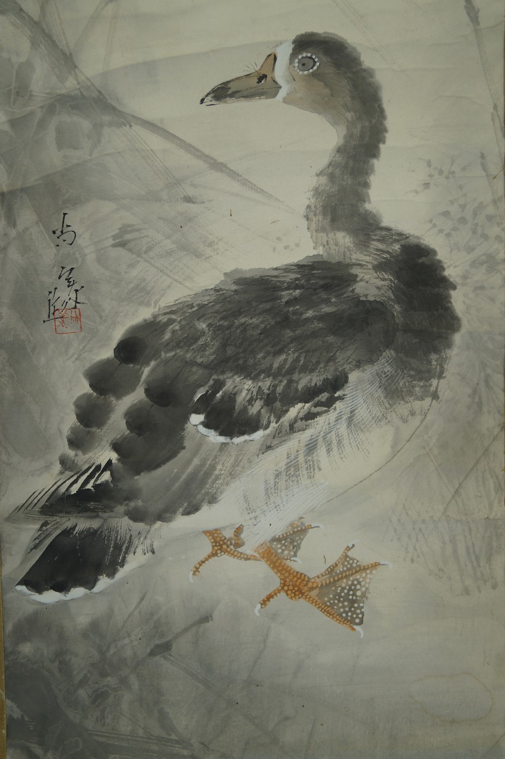 Wilde Gans Rollbild Kakejiku Kakemono Motiv Nahaufnahme 1