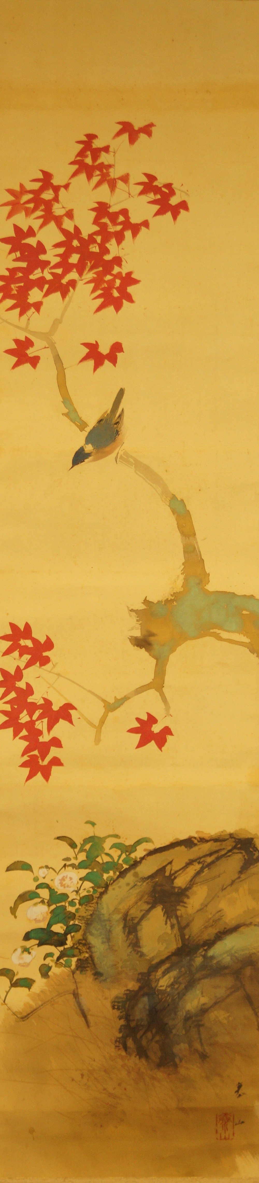 Spatz auf einem Ahornzweig von Yasuyama Tachiwaki Gesamtmotiv ohne Rahmung