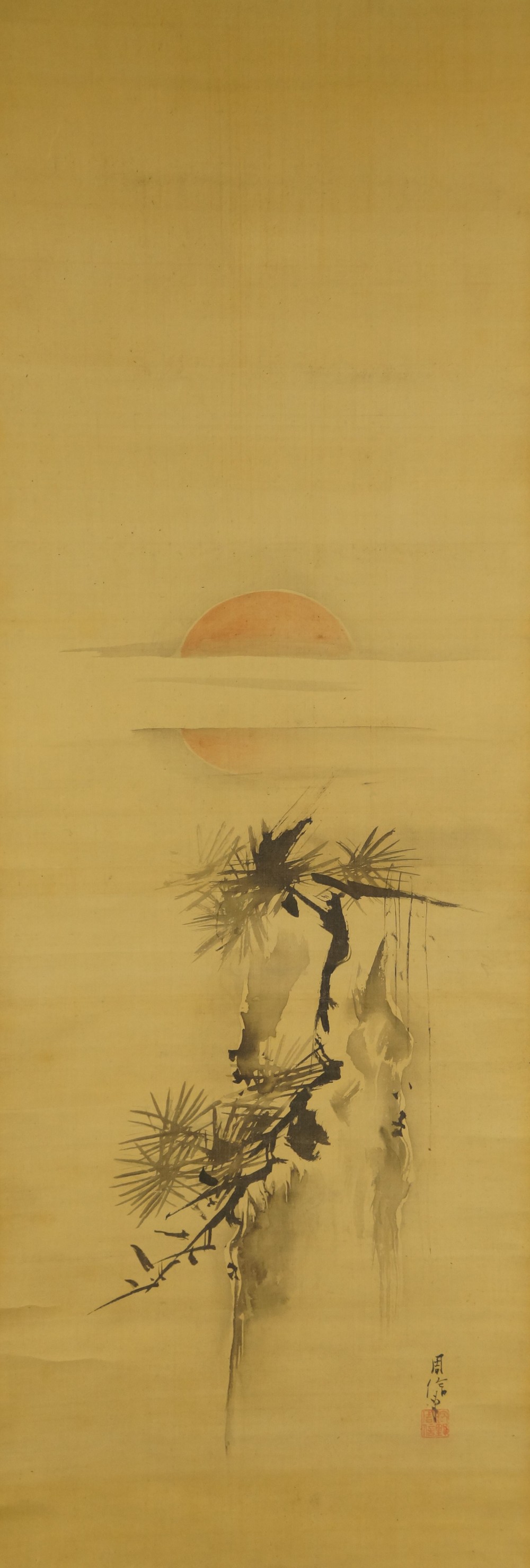 Kiefer in der aufgehenden Sonne von Kano Shunobu Gesamtmotiv ohne Rahmung