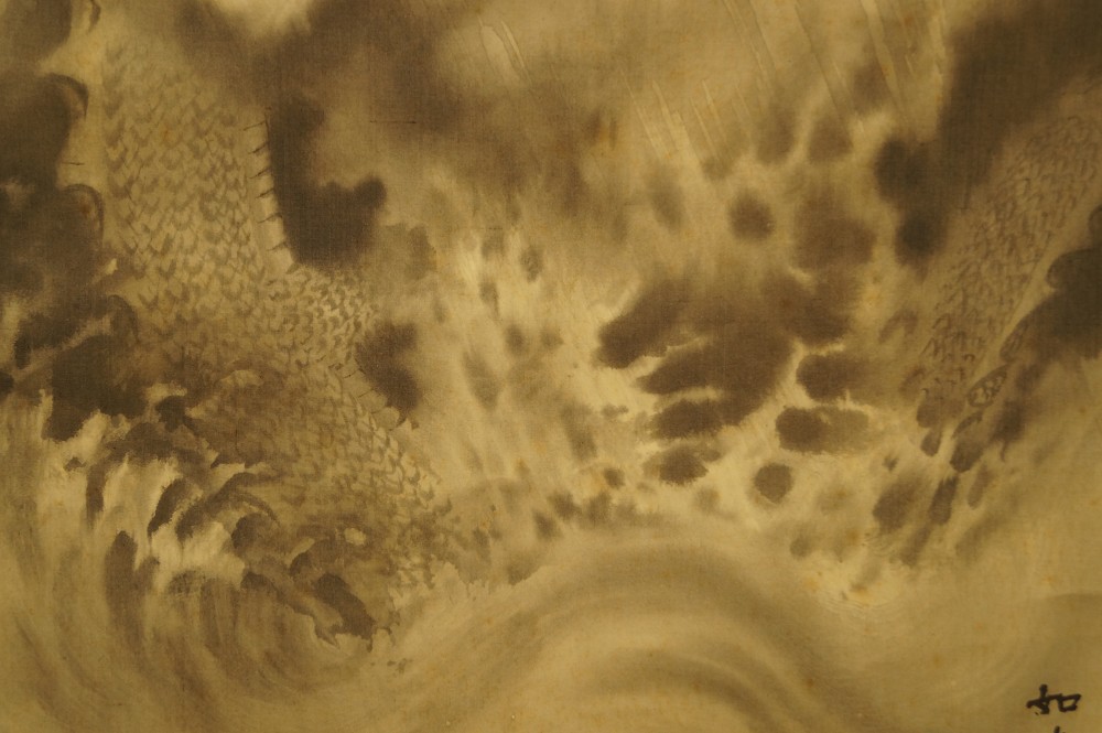 Drachen Kakemono Wellen Motiv Nahaufnahme 2