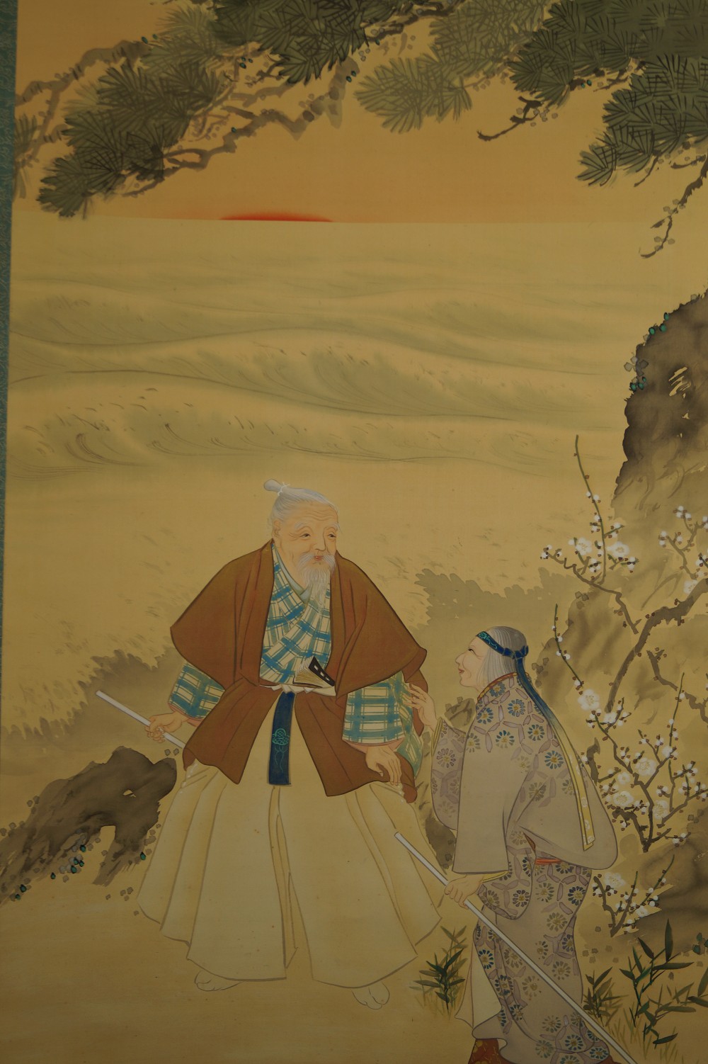 Kakemono Takasago Legenda Jo i Uba Motyw Zbliżenie