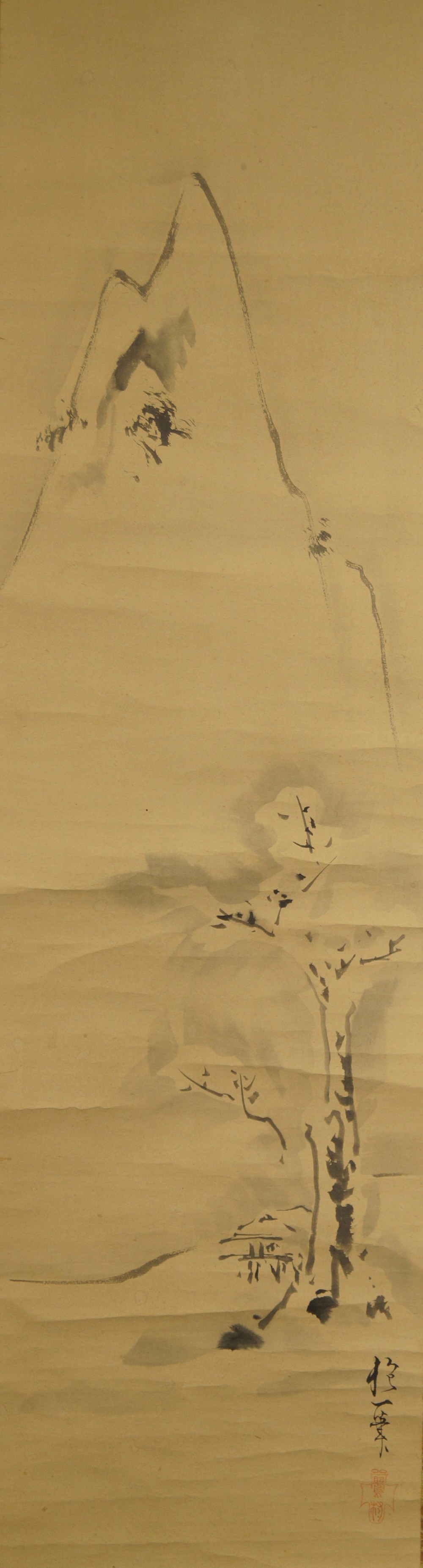 Kakemono Winterlandschaft mit Voegeln am Fluss Gesamtmotiv ohne Rahmung