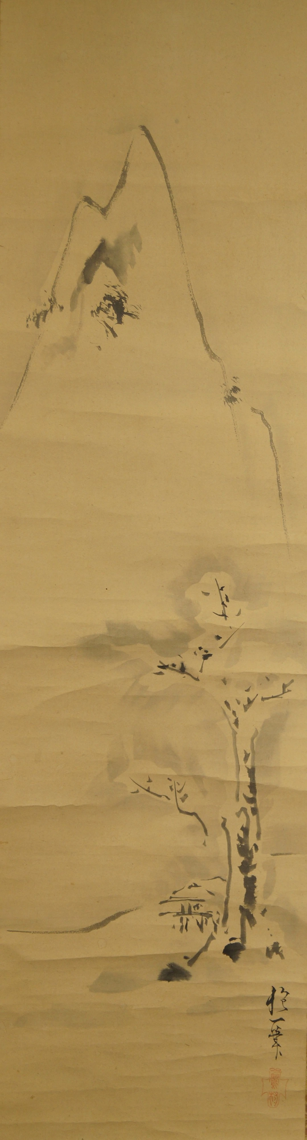 kakemono paesaggio invernale con capanna sul fiume motivo completo senza montaggio