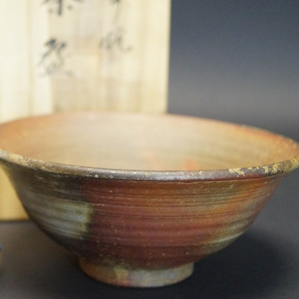 Teeschale Chawan aus Bizen Keramik Motiv Nahaufnahme Vorschau