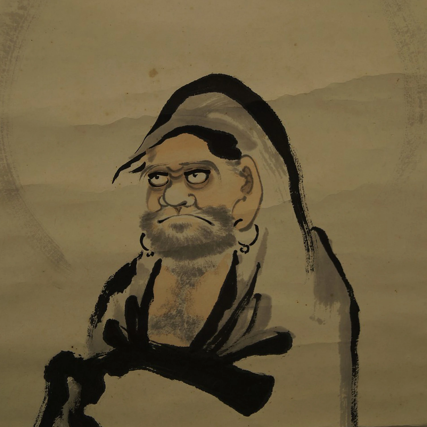 Bodhidharma Rollbild Motiv Nahaufnahme Vorschau