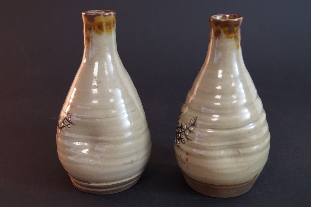 Back view of the set with subtly painted plum blossom motif