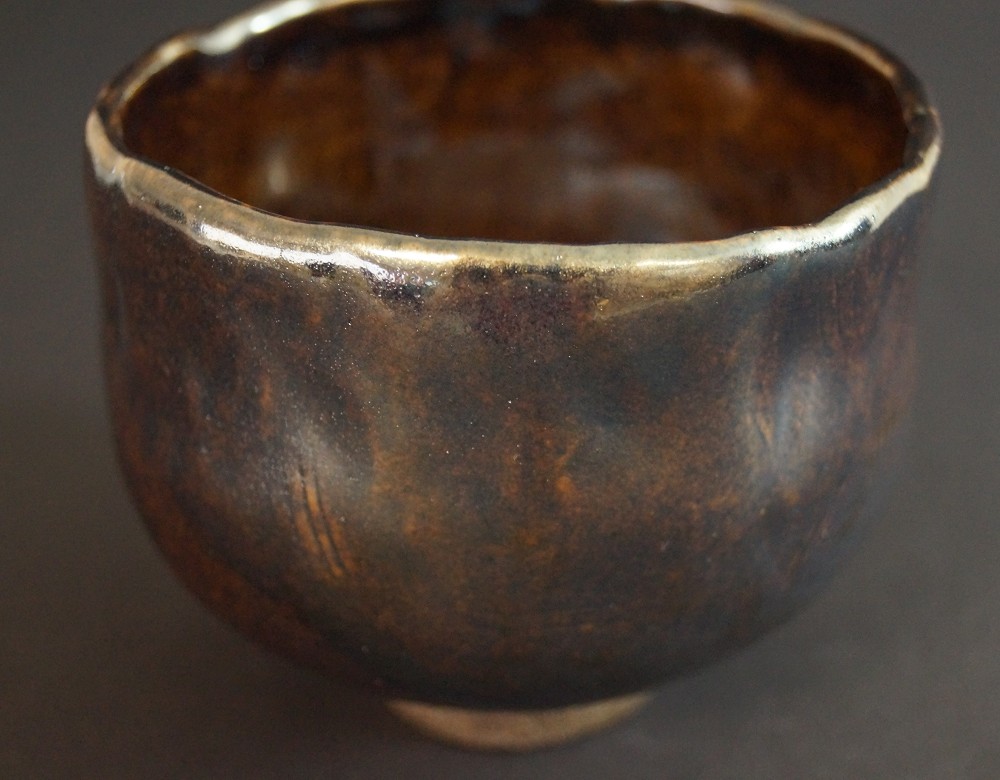 Chawan in ceramica di Tanba di Mitsuru Ichino vista laterale 1