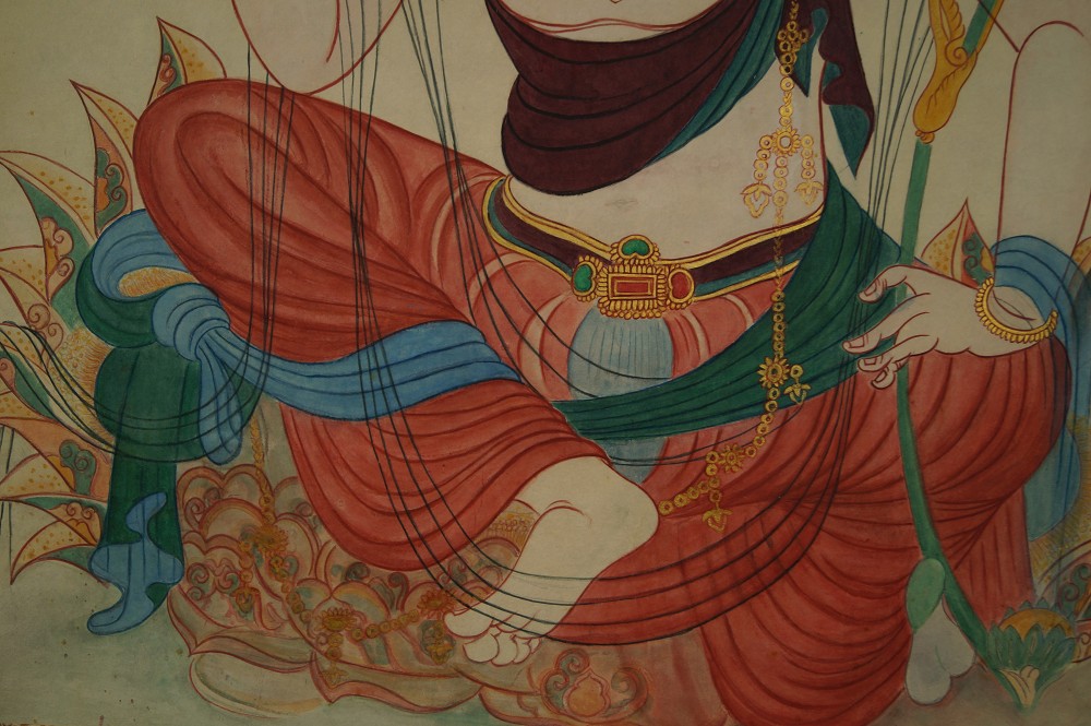 Kannon Bodhisattva Gewand und Lotusthron Nahaufnahme
