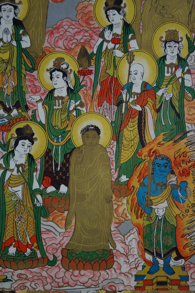 Die 13 Buddhas Nahaufnahme der Gottheiten mit der blauen Flammengottheit Motiv Nahaufnahme 2