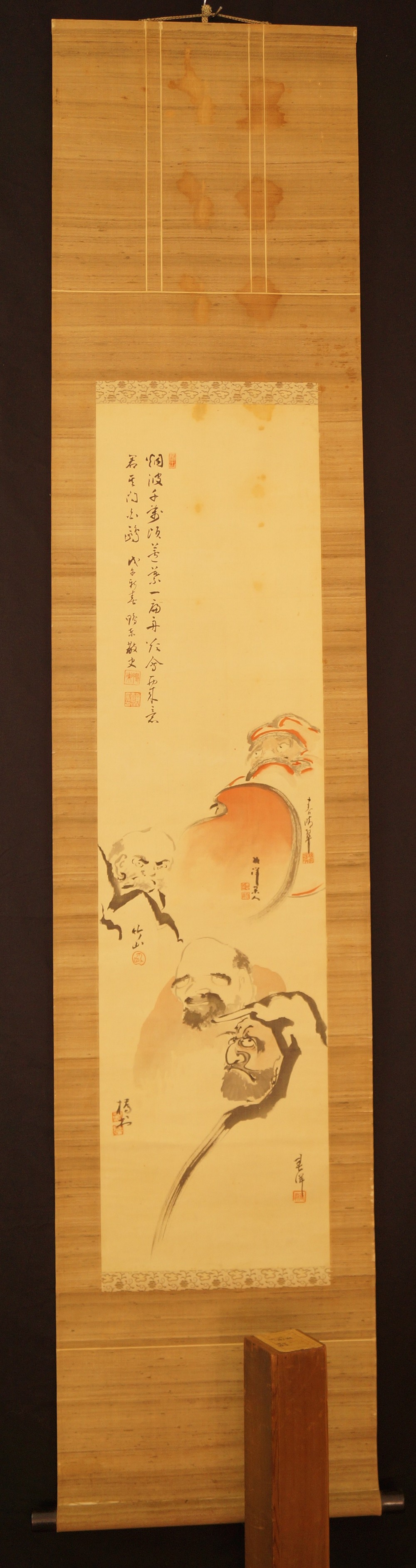 Bodhidharma Kakemono Gesamtansicht Rollbild