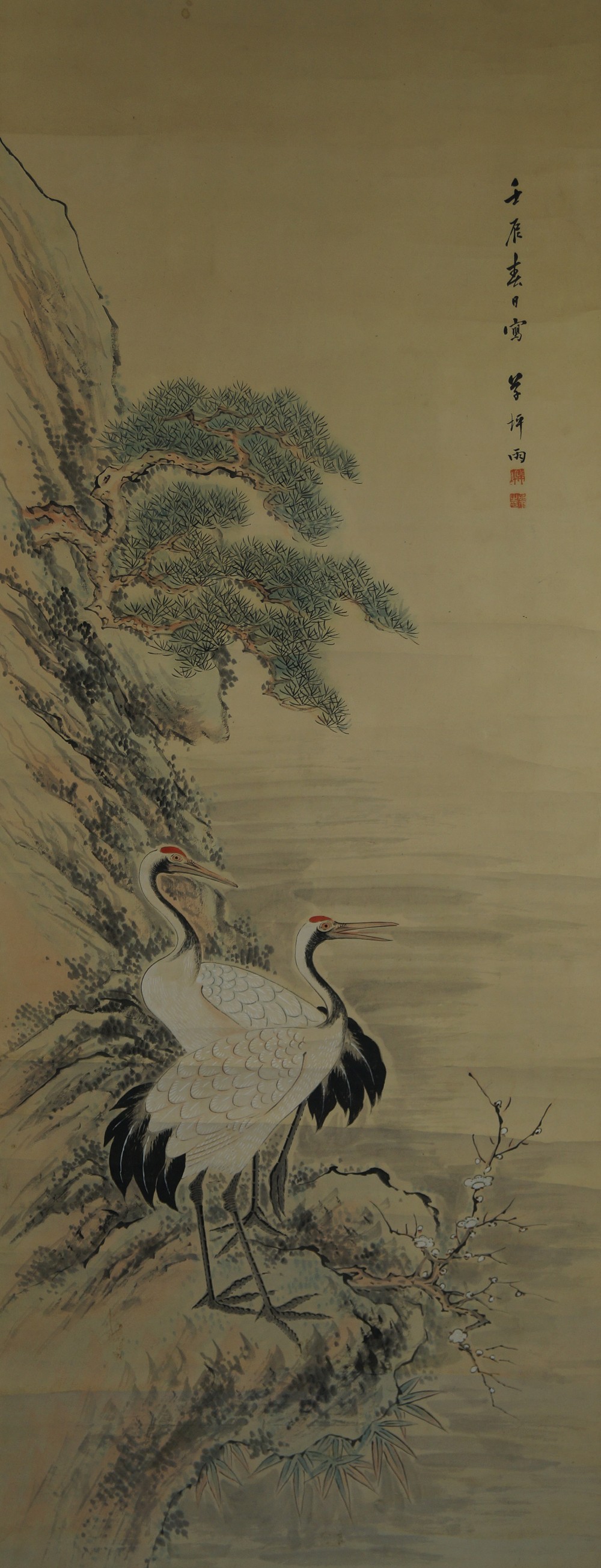 Kakemono Deux grues motif complet sans montage