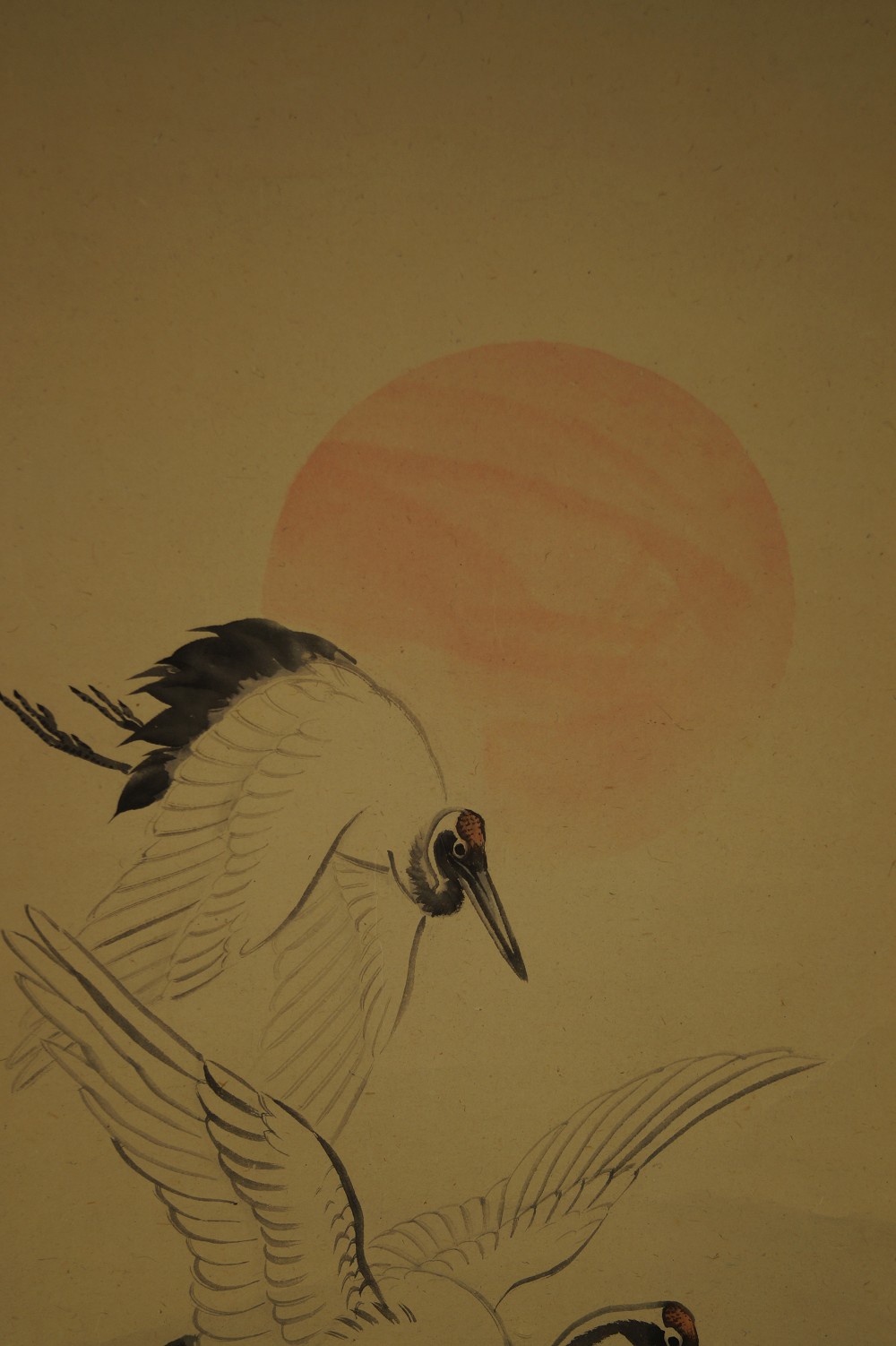 Japanisches Rollbild Kraniche von Nakajima Raisho Motiv Nahaufnahme 1