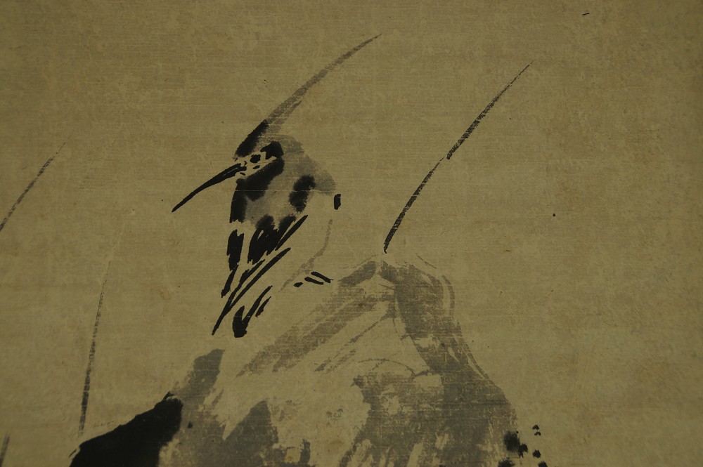 Vogel auf einem Stein von Kano Yasunobu Vogel Motiv Nahaufnahme 1