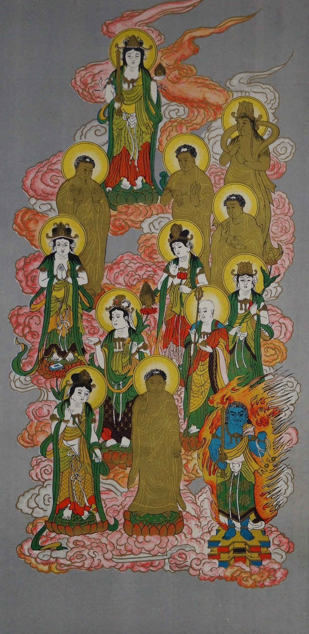 Die 13 Buddhas Gesamtansicht des Gemaeldes ohne Rahmung Gesamtmotiv ohne Rahmung