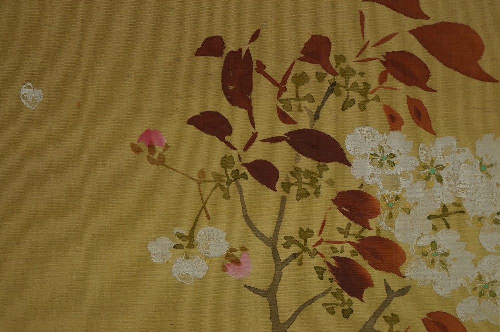 Japanisches Rollbild Spatz und Sakura Sakura Motiv Nahaufnahme 2