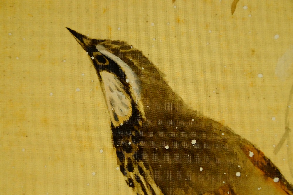 Vogel im Winter Kakemono von Ito Keisui Vogel-Motiv Nahaufnahme 2