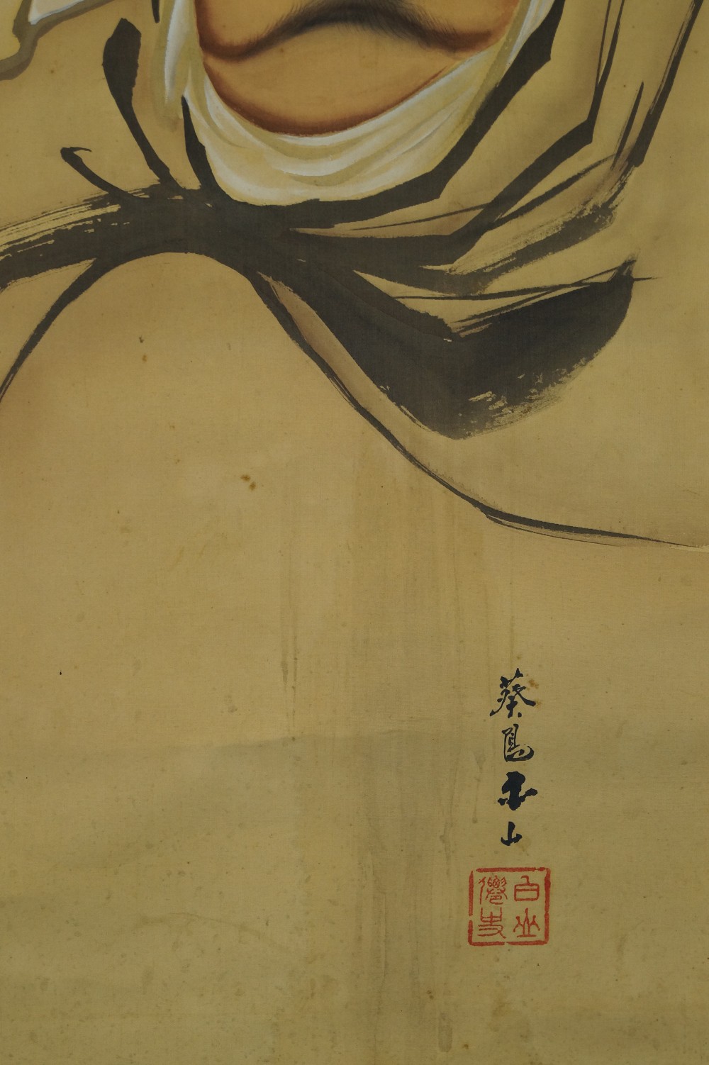 Kakemono Bodhidharma Daruma Gewand-Motiv Nahaufnahme
