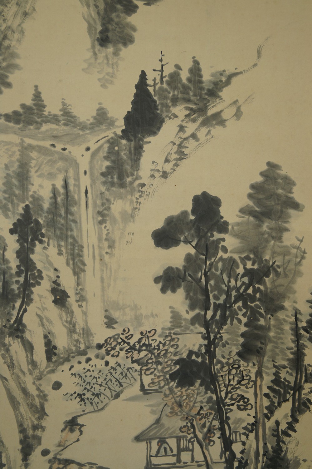 Paysage rouleau suspendu kakejiku kakemono paysage gros plan 1