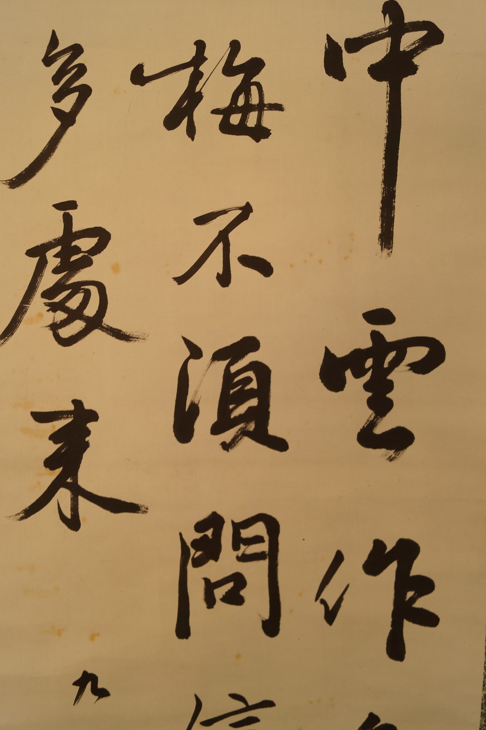 Kalligraphie Suche nach der Pflaumenbluete Textkolumnen Nahaufnahme