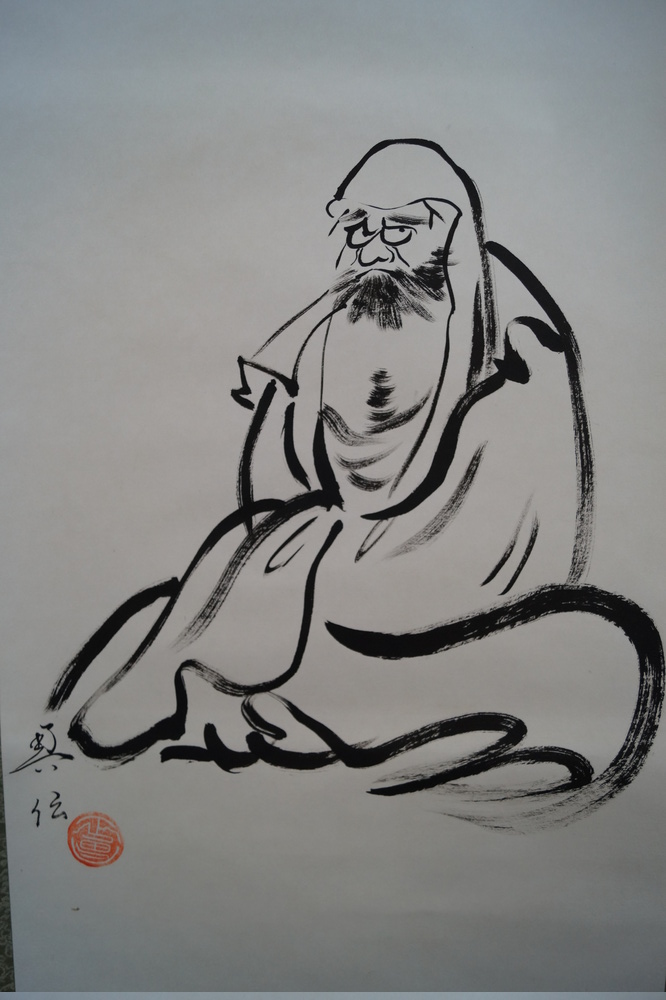 Bodhidharma Daruma kakejiku motyw Daruma zbliżenie