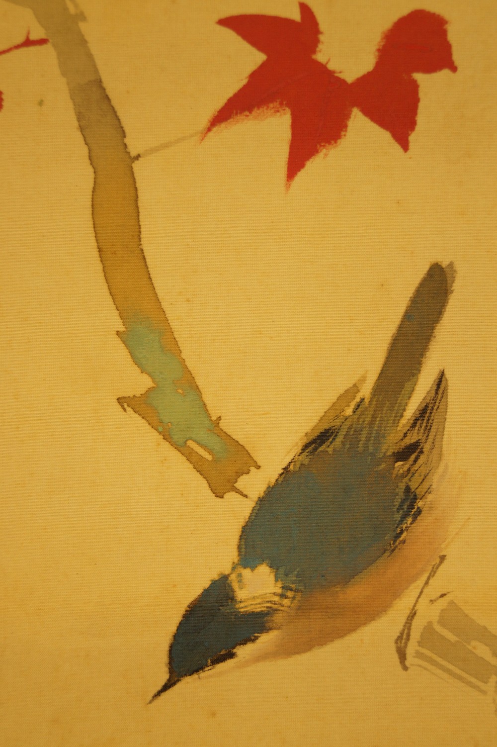 Spatz auf einem Ahornzweig von Yasuyama Tachiwaki Spatz Nahaufnahme 2