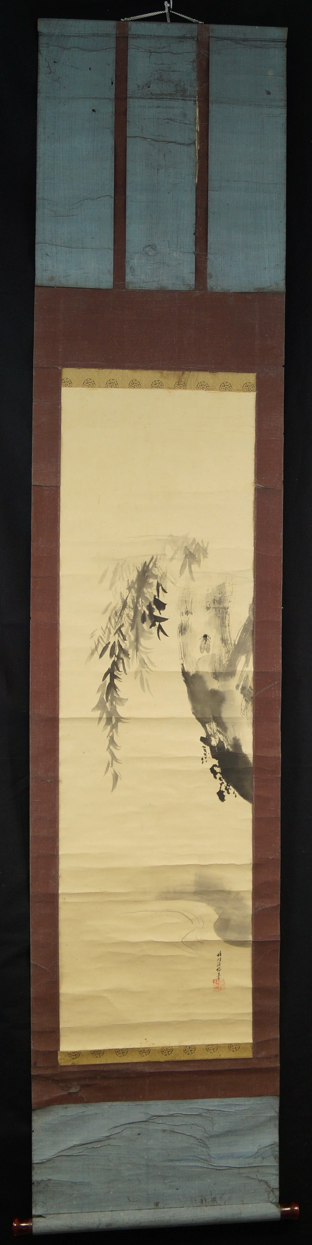 Kakemono Willow and Cicada Full View Hanging Scroll