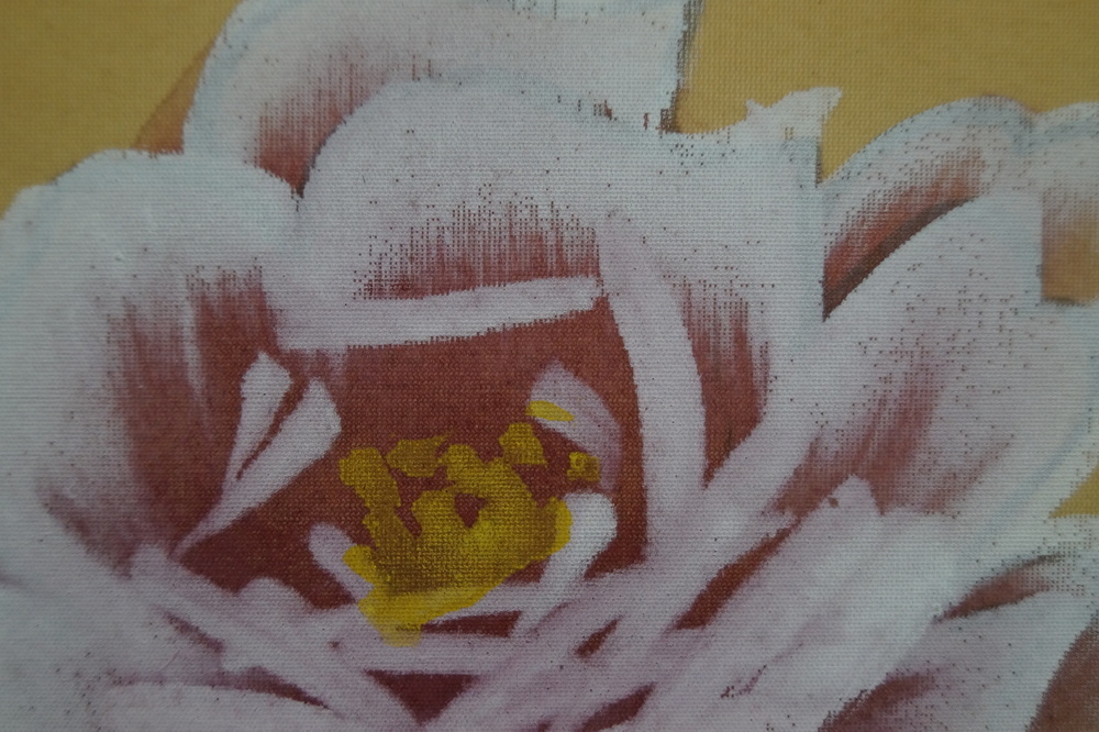 Vogel und Pfingstrose Rollbild Pfingstrosen-Motiv Nahaufnahme 3