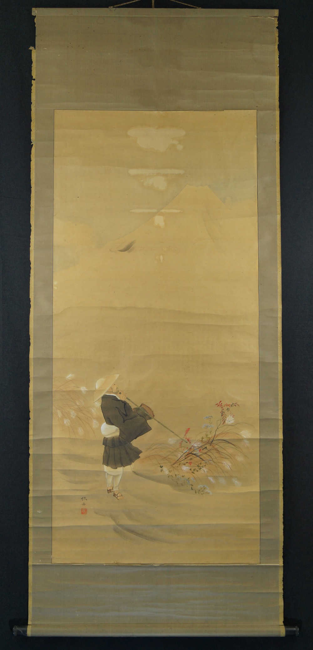 Moench und Berg Fuji Kakemono Gesamtansicht Rollbild