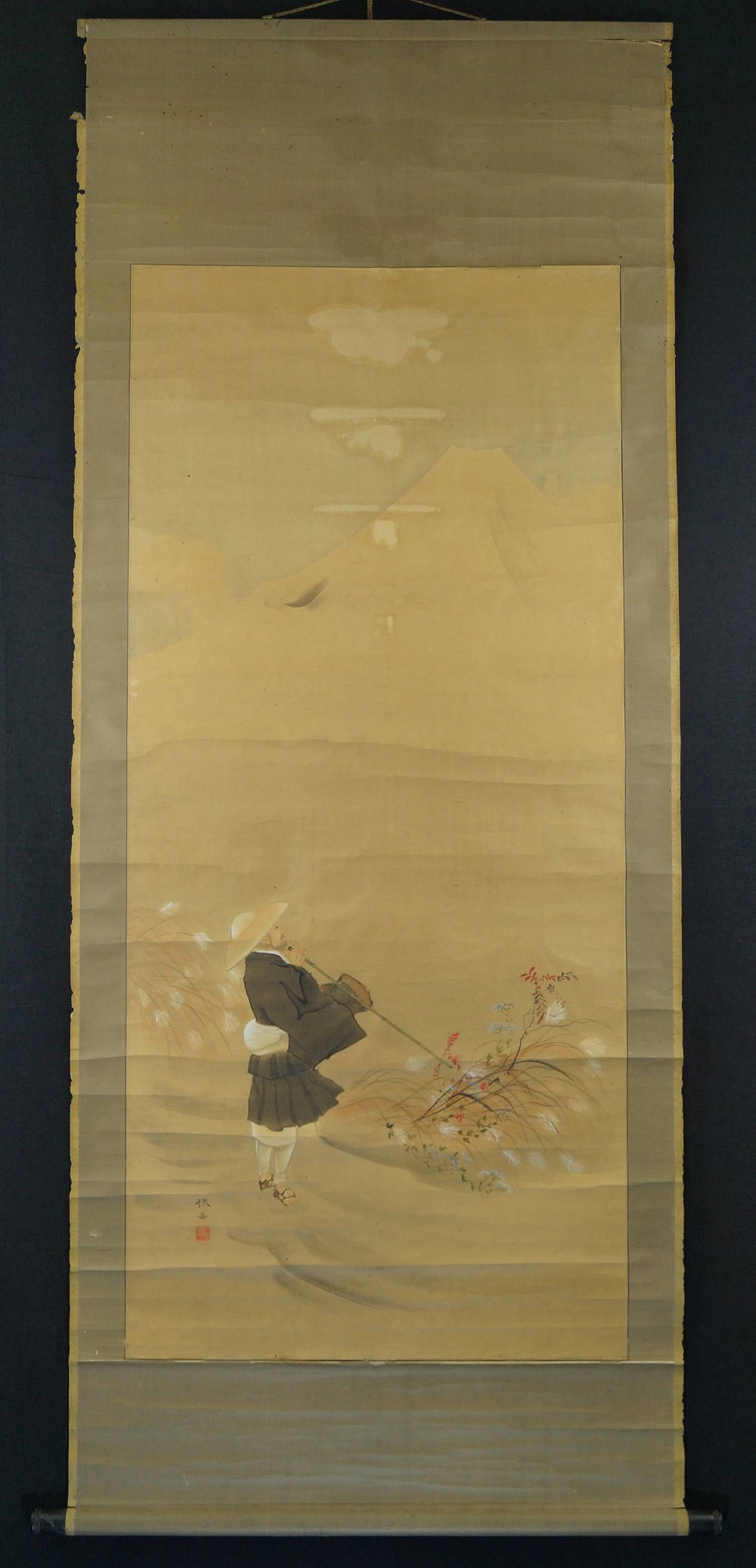 Moench und Berg Fuji Kakemono Gesamtansicht Rollbild