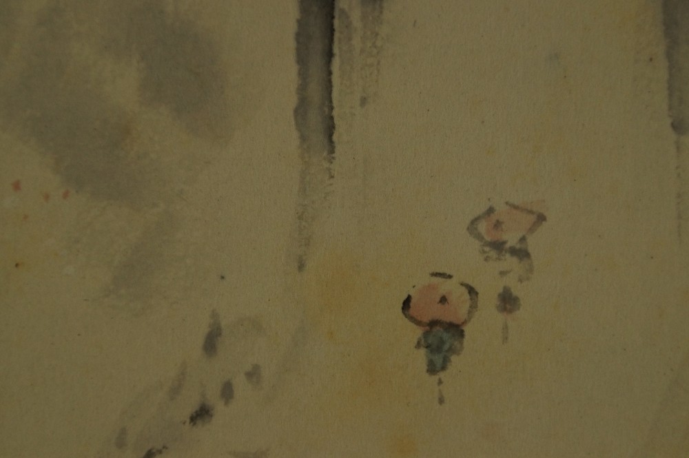 Extreme close-up of the tiny traveler figure on the path
