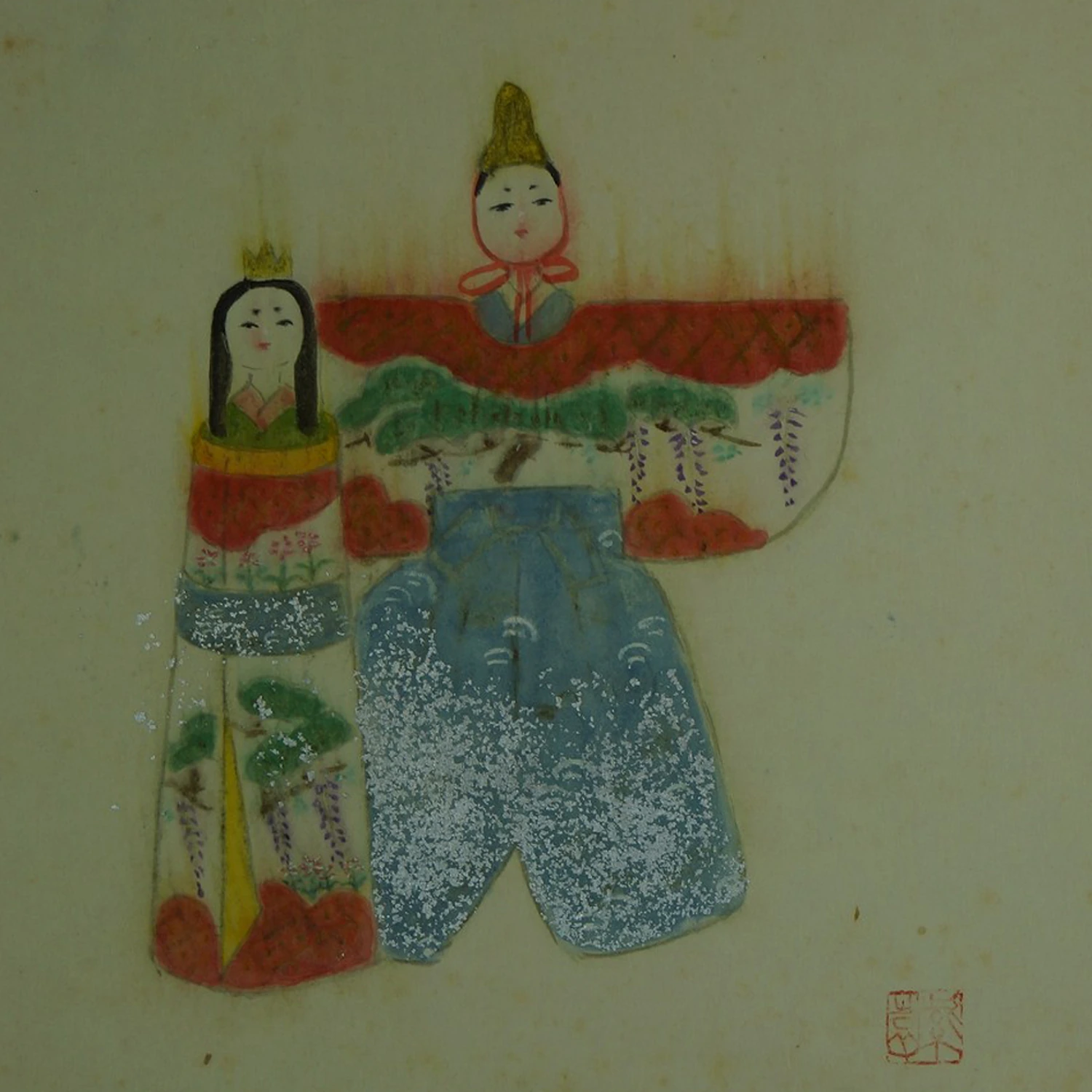 Hina Puppen Kakemono Motiv Nahaufnahme Vorschau