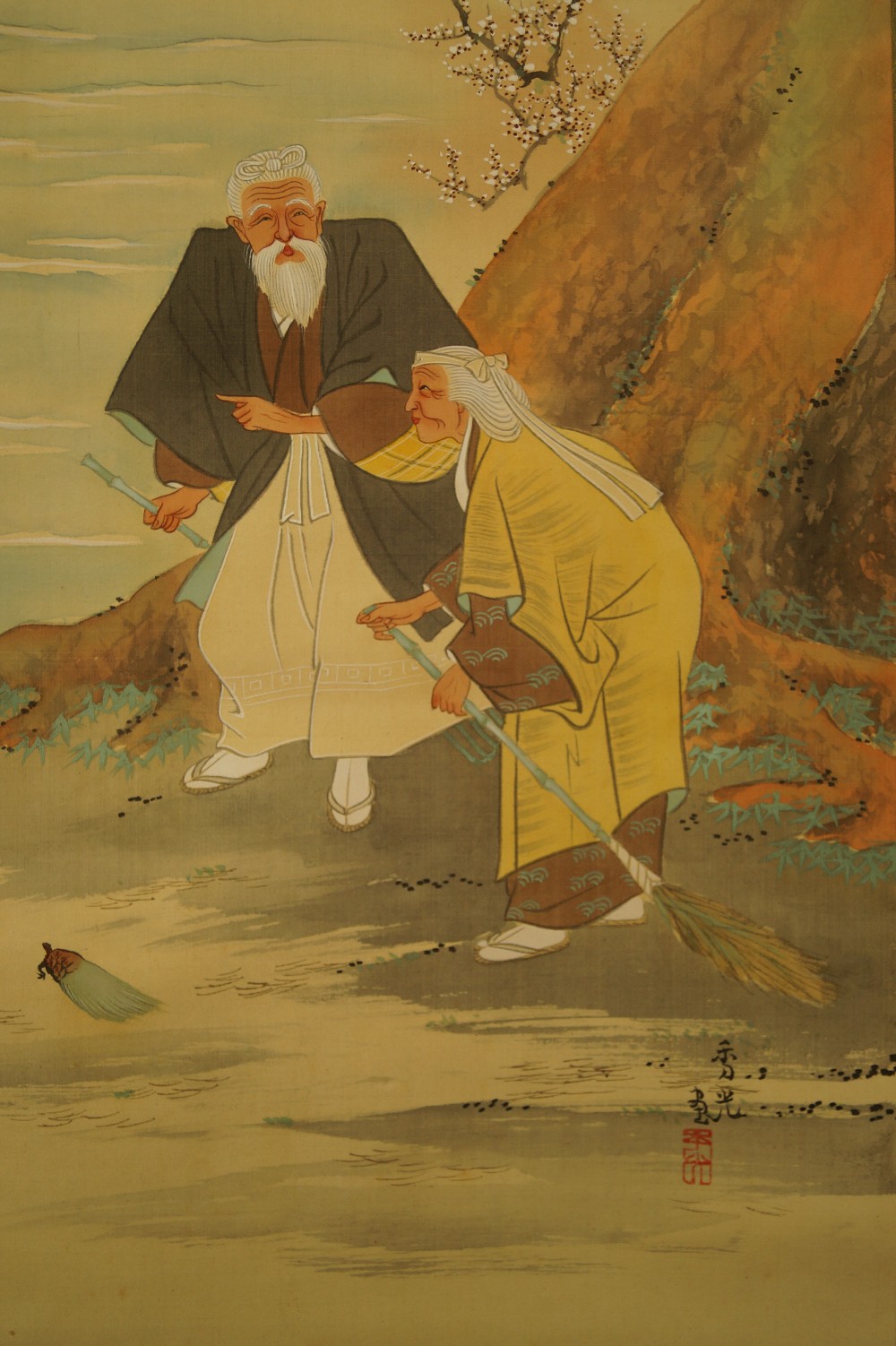 Zwój wiszący (kakemono) legenda Takasago para Takasago zbliżenie 2