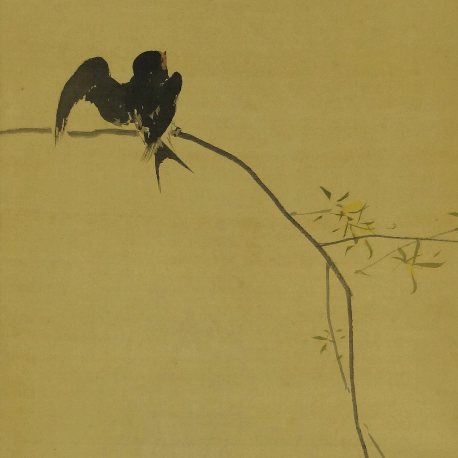 Vogel auf einem Weidenzweig von Kijika Sakuradani Nahaufnahme Vorschau