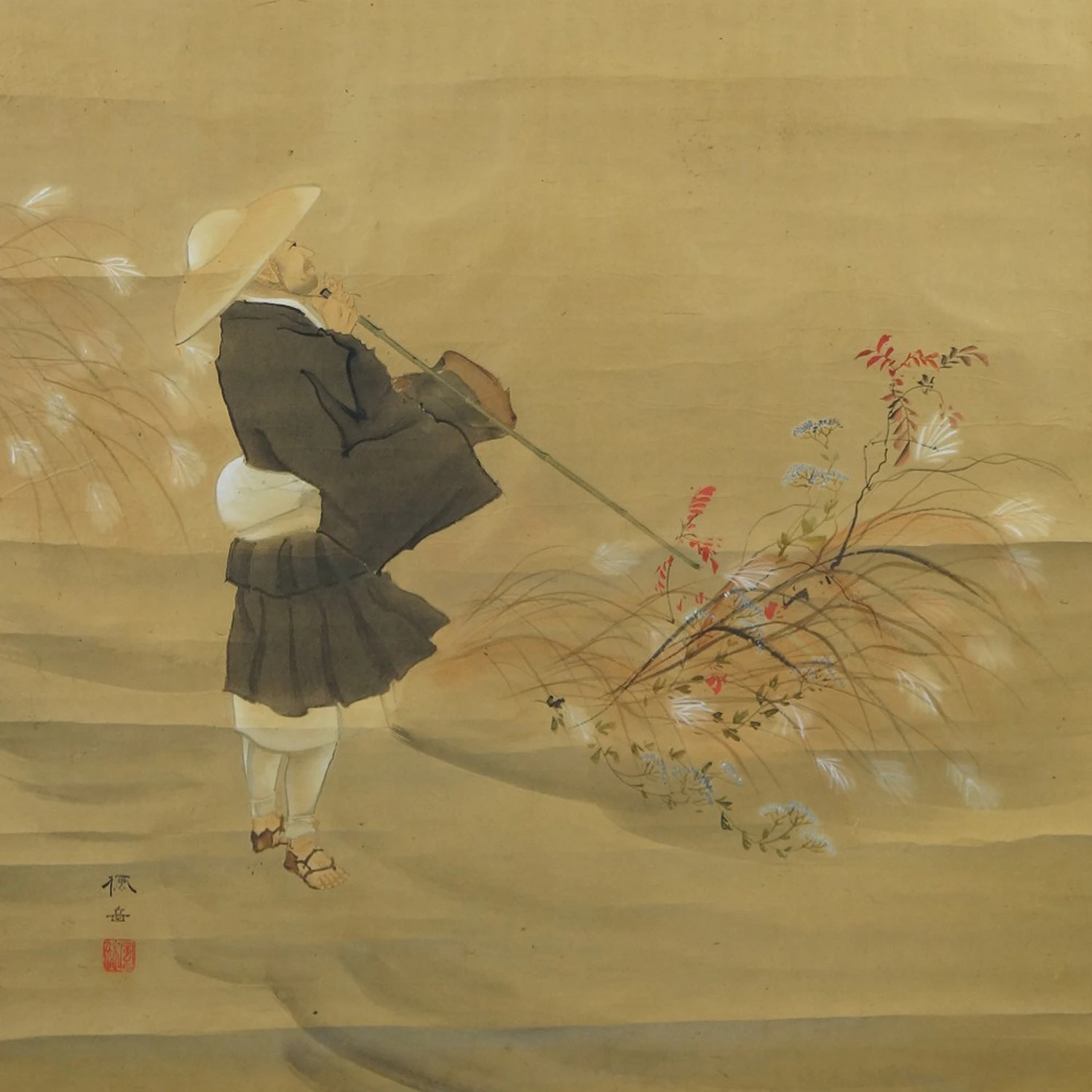 Moench und Berg Fuji Kakemono Motiv Nahaufnahme Vorschau