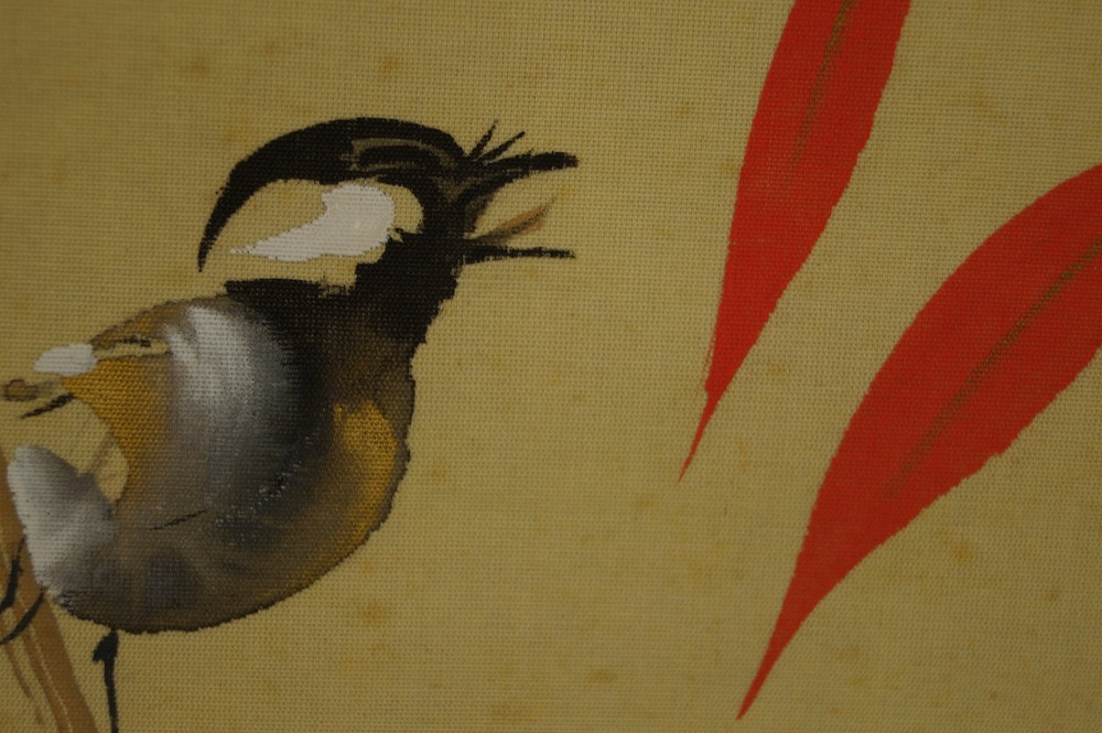 Herbst Rollbild von Hokage Higashihara Vogel-Motiv Nahaufnahme 3