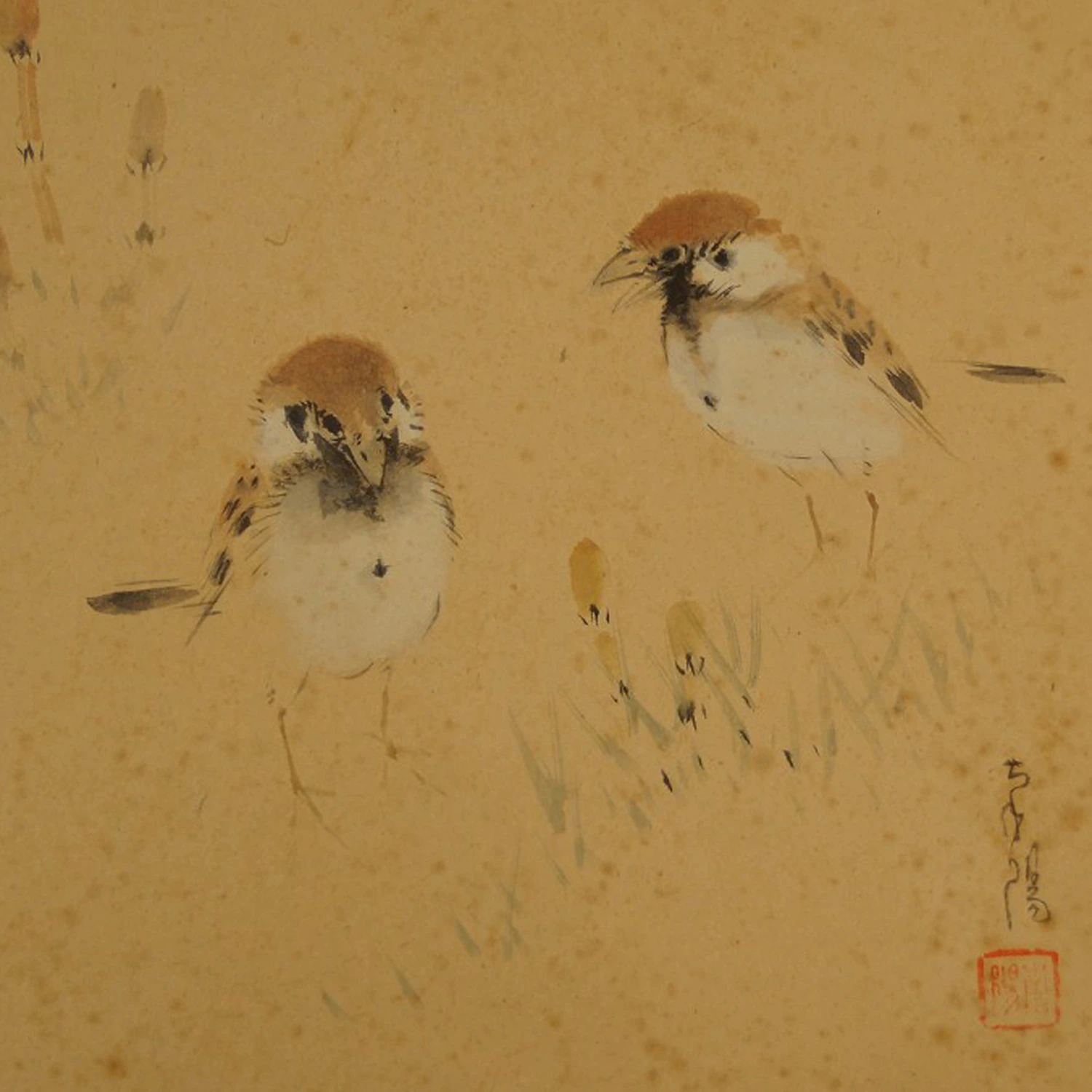 Shikishi Zwei Spatzen Motiv Nahaufnahme Vorschau